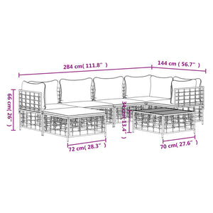 Set Divani da Giardino 7 pz con Cuscini Antracite in Polyrattan 3186772