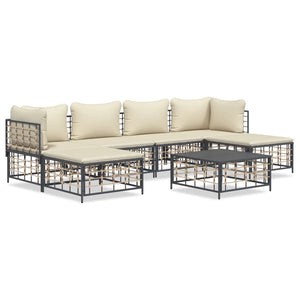 Set Divani da Giardino 7 pz con Cuscini Antracite in Polyrattan 3186780