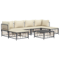 Set Divani da Giardino 7 pz con Cuscini Antracite in Polyrattan 3186780