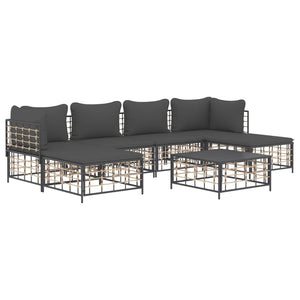 Set Divani da Giardino 7 pz con Cuscini Antracite in Polyrattan 3186781