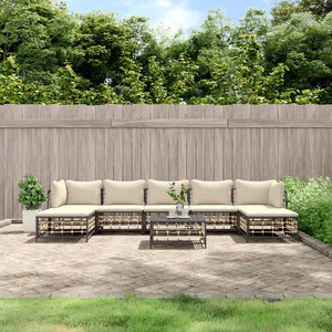 Set Divani da Giardino 8 pz con Cuscini Antracite in Polyrattan 3186784