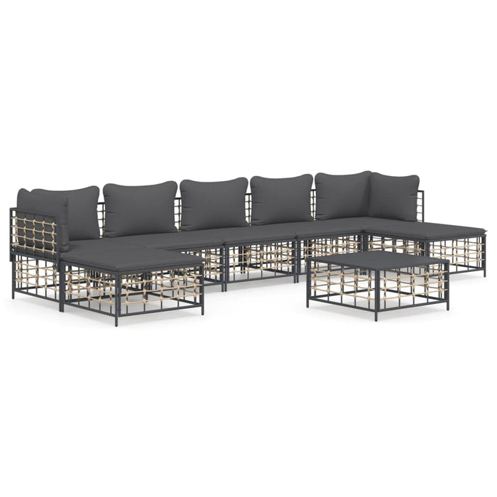 Set Divani da Giardino 8 pz con Cuscini Antracite in Polyrattan 3186785