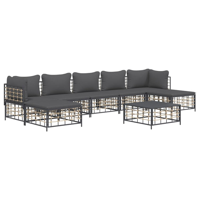 Set Divani da Giardino 8 pz con Cuscini Antracite in Polyrattan 3186785