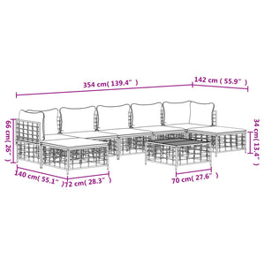 Set Divani da Giardino 8 pz con Cuscini Antracite in Polyrattan 3186785