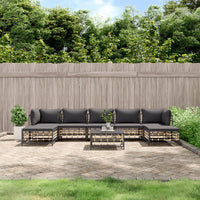 Set Divani da Giardino 8 pz con Cuscini Antracite in Polyrattan 3186785