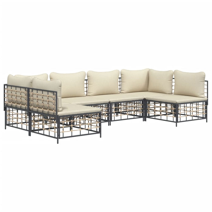 Set Divani da Giardino 6 pz con Cuscini Antracite in Polyrattan 3186786