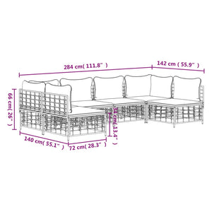 Set Divani da Giardino 6 pz con Cuscini Antracite in Polyrattan 3186786