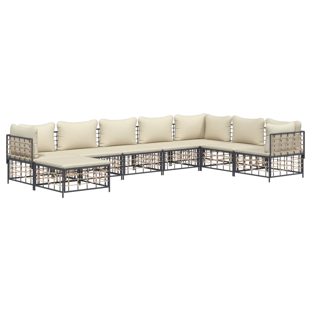 Set Divani da Giardino 8 pz con Cuscini Antracite in Polyrattan 3186790