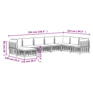 Set Divani da Giardino 8 pz con Cuscini Antracite in Polyrattan 3186790