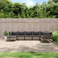 Set Divani da Giardino 8 pz con Cuscini Antracite in Polyrattan 3186791