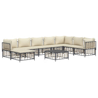 Set Divani da Giardino 9 pz con Cuscini Antracite in Polyrattan 3186792