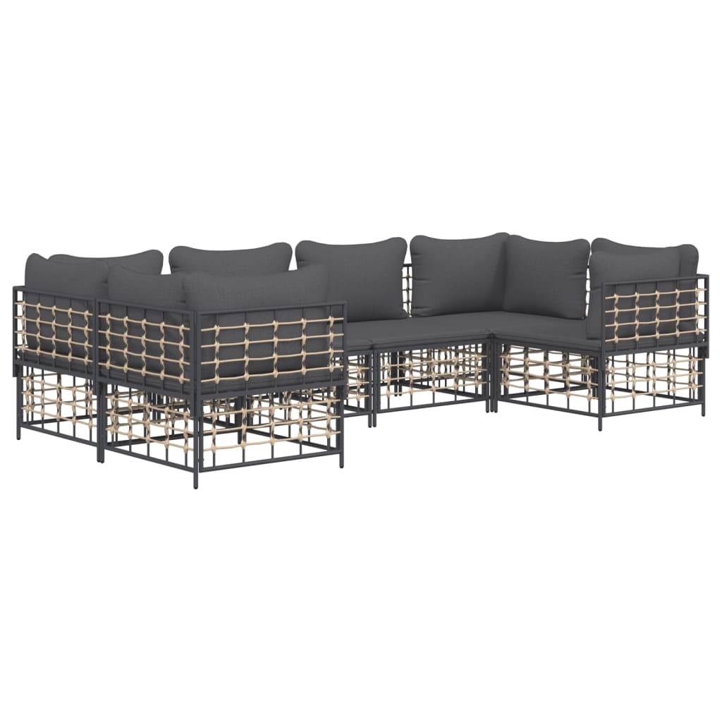 Set Divani da Giardino 6 pz con Cuscini Antracite in Polyrattan 3186797