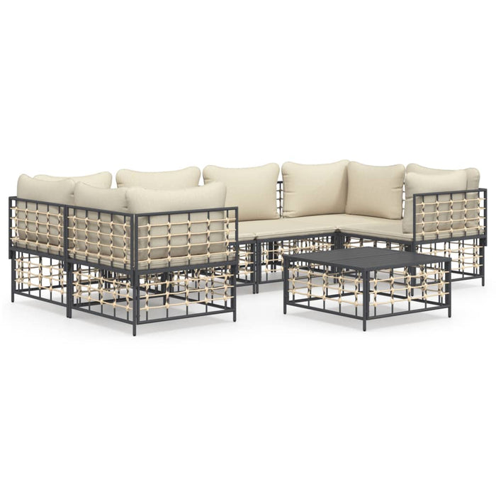 Set Divani da Giardino 7 pz con Cuscini Antracite in Polyrattan 3186798