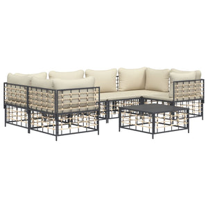 Set Divani da Giardino 7 pz con Cuscini Antracite in Polyrattan 3186798