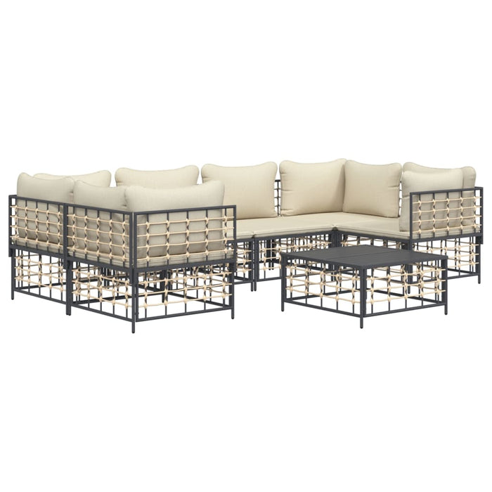 Set Divani da Giardino 7 pz con Cuscini Antracite in Polyrattan 3186798