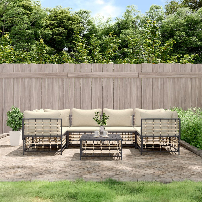 Set Divani da Giardino 7 pz con Cuscini Antracite in Polyrattan 3186798