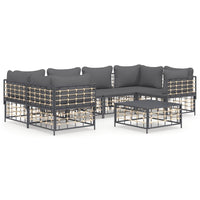 Set Divani da Giardino 7 pz con Cuscini Antracite in Polyrattan 3186799