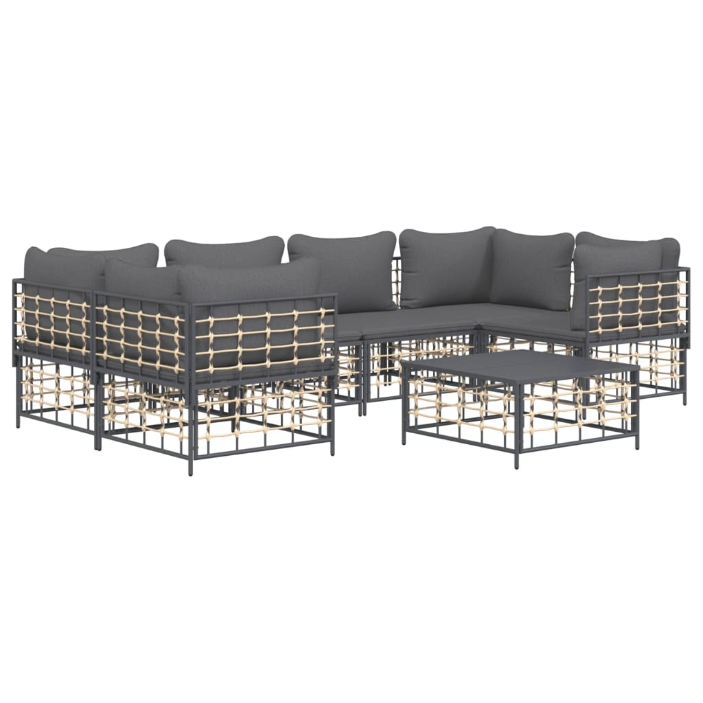 Set Divani da Giardino 7 pz con Cuscini Antracite in Polyrattan 3186799