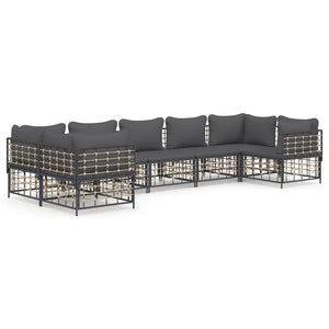 Set Divani da Giardino 7 pz con Cuscini Antracite in Polyrattan 3186801