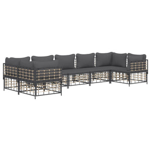 Set Divani da Giardino 7 pz con Cuscini Antracite in Polyrattan 3186801