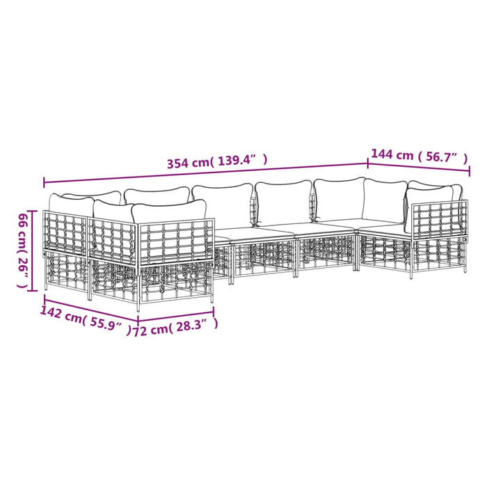 Set Divani da Giardino 7 pz con Cuscini Antracite in Polyrattan 3186801