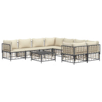 Set Divani da Giardino 9 pz con Cuscini Antracite in Polyrattan 3186810