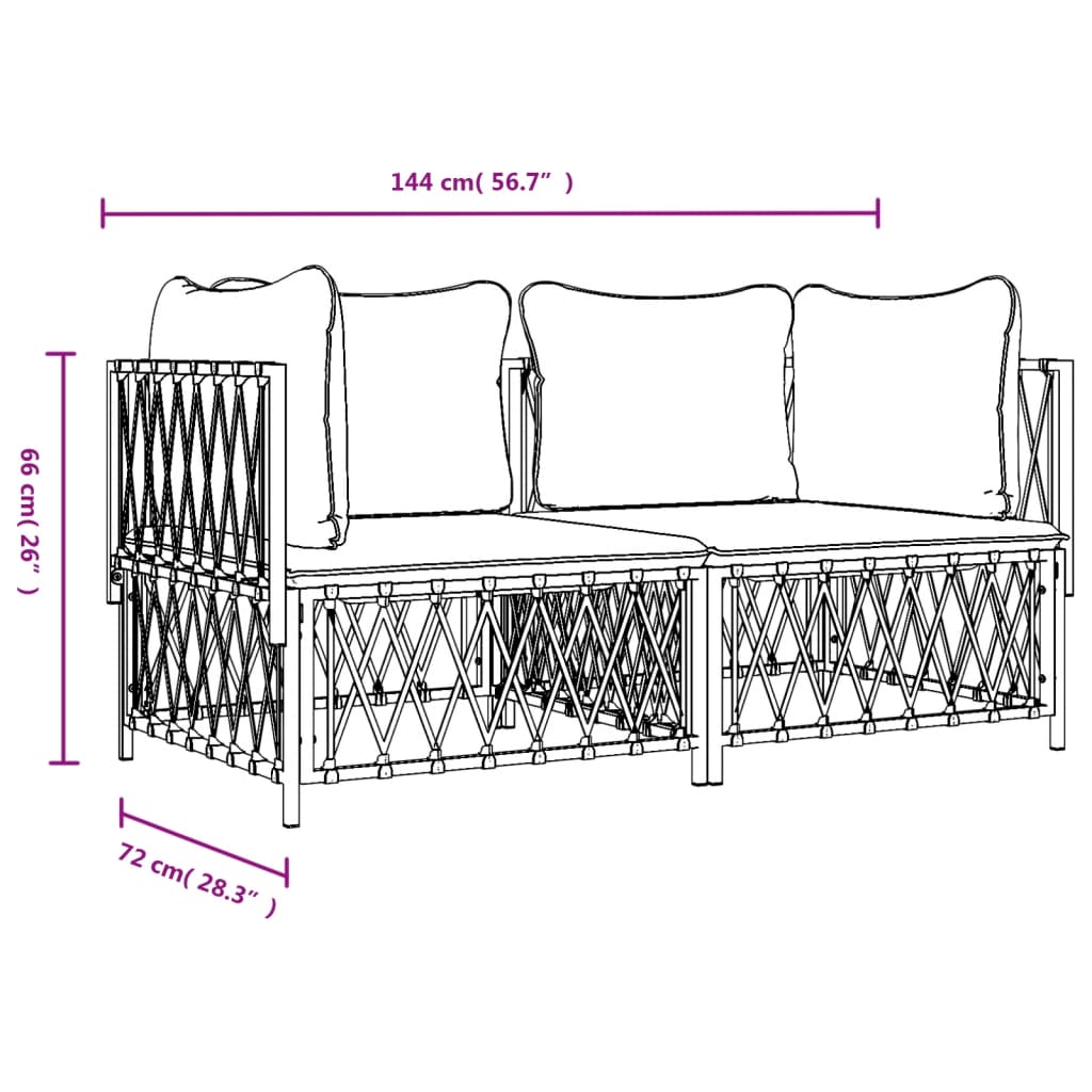 Set Salotto da Giardino 2 pz con Cuscini in Acciaio Bianco 3186812