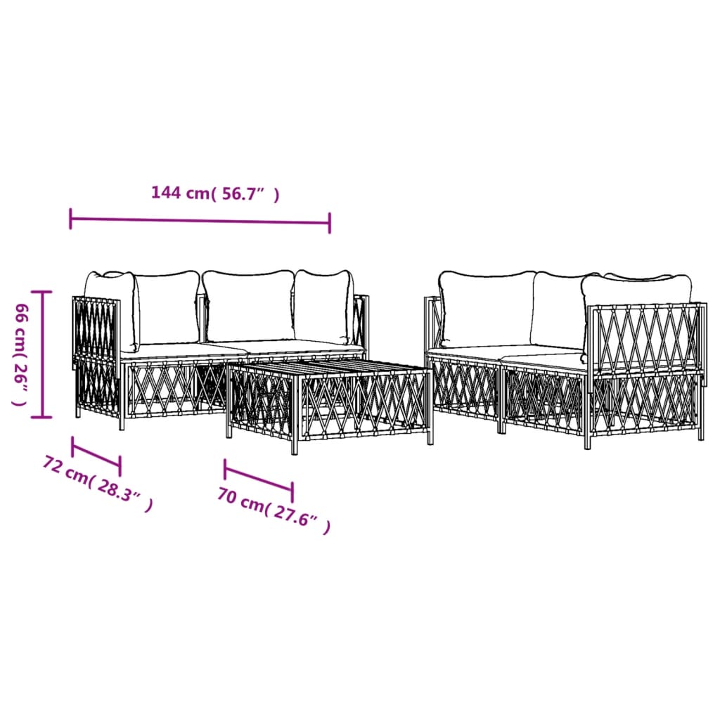 Set Salotto da Giardino 5 pz con Cuscini in Acciaio Antracite 3186825