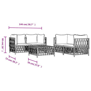 Set Salotto da Giardino 5 pz con Cuscini in Acciaio Antracite 3186825