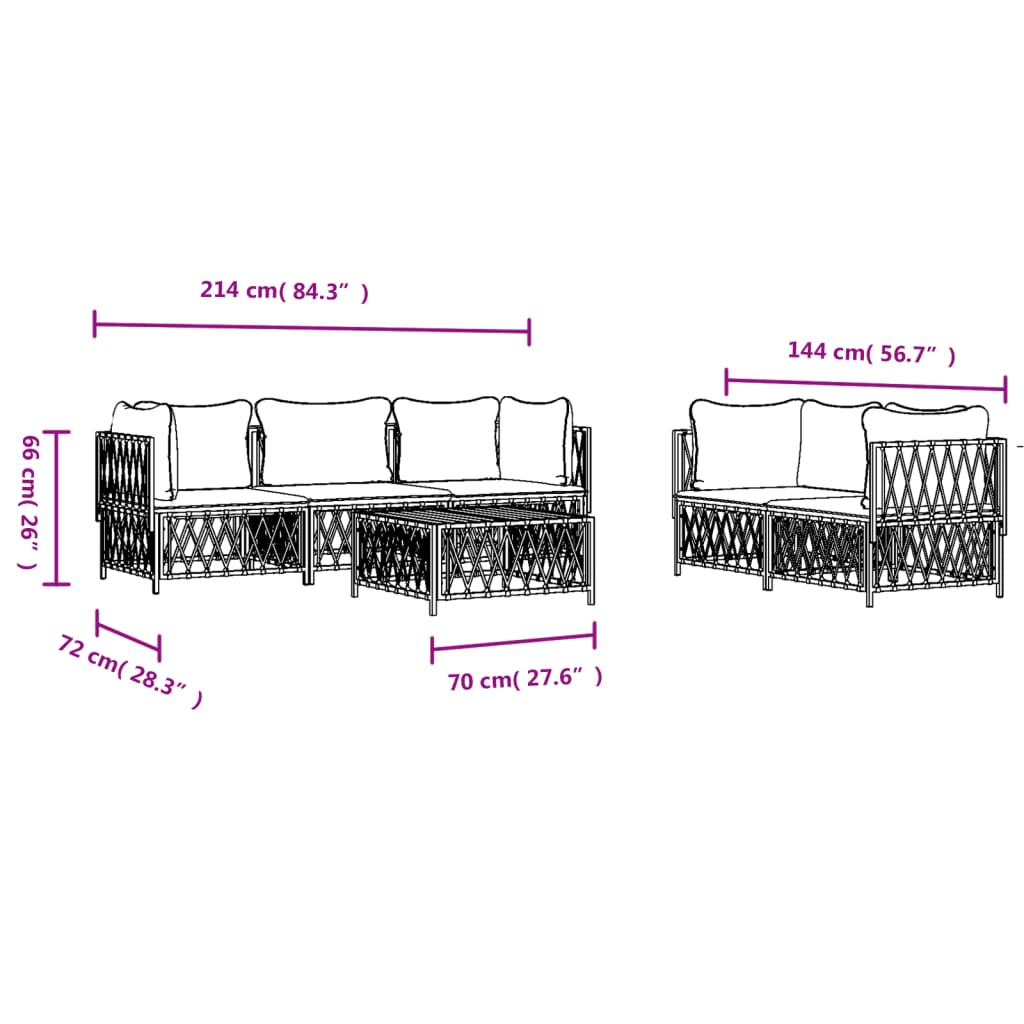 Set Salotto da Giardino 6 pz con Cuscini in Acciaio Antracite 3186827