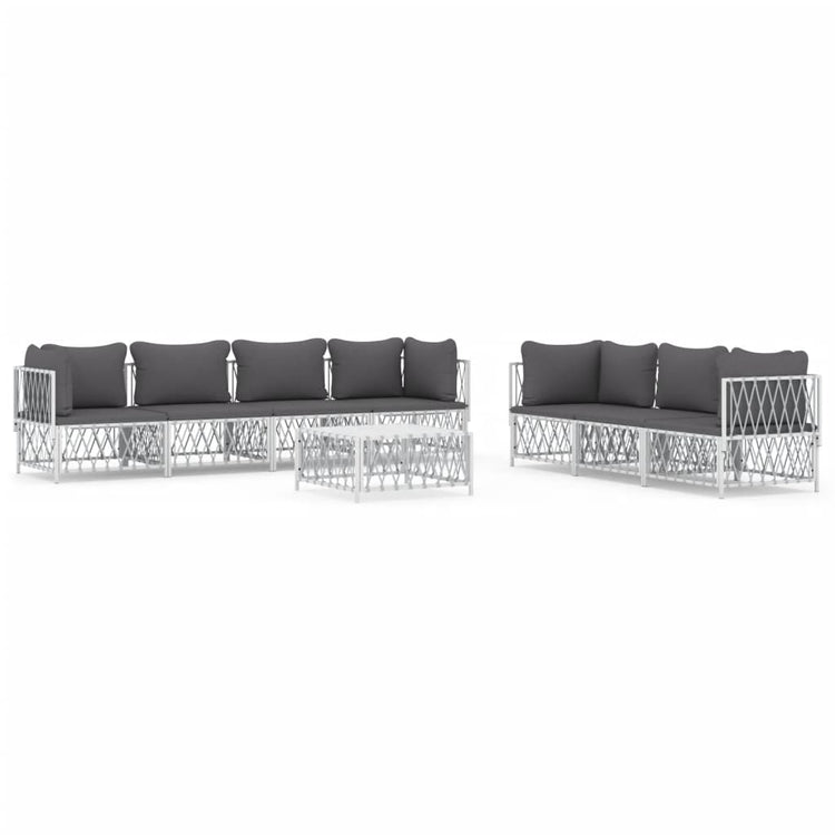 Set Salotto da Giardino 8 pz con Cuscini in Acciaio Bianco 3186828