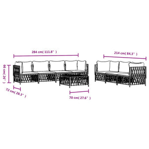 Set Salotto da Giardino 8 pz con Cuscini in Acciaio Bianco 3186828