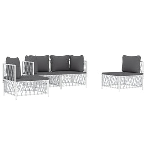 Set Salotto da Giardino 4 pz con Cuscini in Acciaio Bianco 3186834