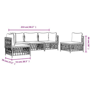 Set Salotto da Giardino 5 pz con Cuscini in Acciaio Antracite 3186839