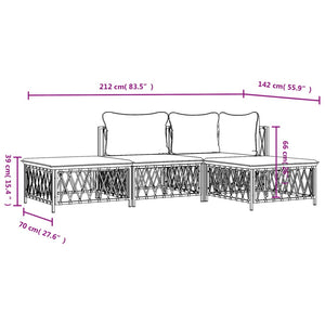 Set Salotto da Giardino 4 pz con Cuscini in Acciaio Bianco 3186848