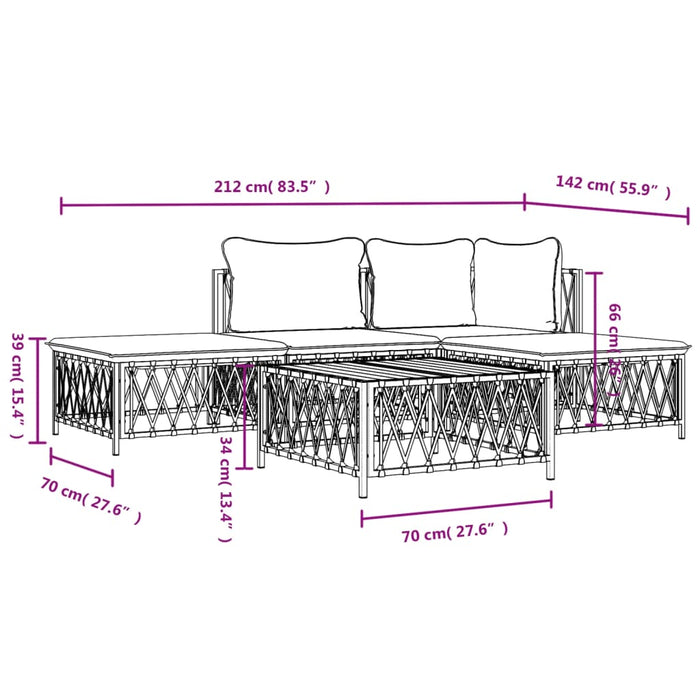 Set Salotto da Giardino 5 pz con Cuscini in Acciaio Antracite 3186851