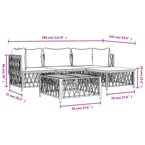 Set Salotto da Giardino 4 pz con Cuscini in Acciaio Antracite 3186861