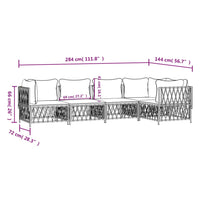 Set Salotto da Giardino 5 pz con Cuscini in Acciaio Bianco 3186872