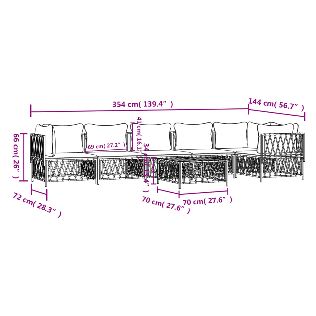 Set Divani da Giardino 7 pz con Cuscini Antracite in Acciaio 3186879