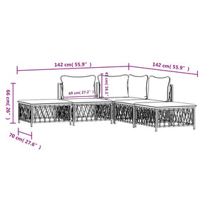 Set Salotto da Giardino 5 pz con Cuscini in Acciaio Antracite 3186883