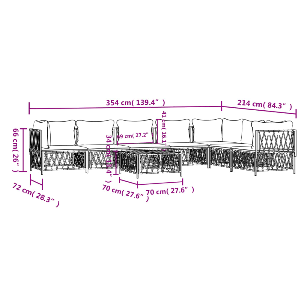 Set Salotto da Giardino 8 pz con Cuscini Antracite in Acciaio 3186885