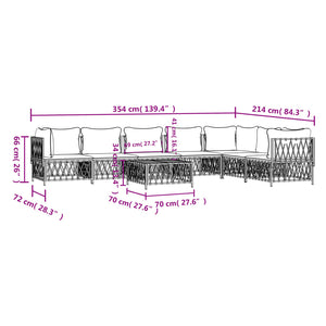 Set Salotto da Giardino 8 pz con Cuscini Antracite in Acciaio 3186885