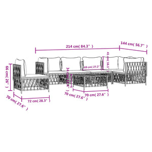 Set Salotto da Giardino 7 pz con Cuscini Antracite in Acciaio 3186889