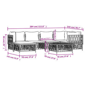 Set Salotto da Giardino 7 pz con Cuscini Antracite in Acciaio 3186895