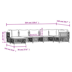 Set Salotto da Giardino 7 pz con Cuscini in Acciaio Bianco 3186896