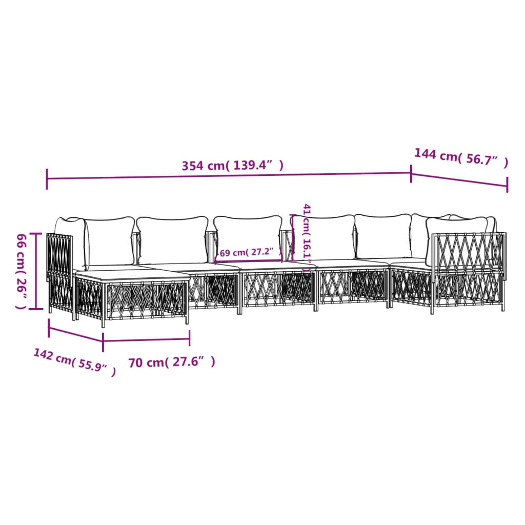 Set Salotto da Giardino 7 pz con Cuscini Antracite in Acciaio 3186897