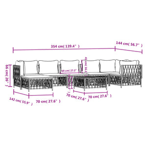 Set Salotto da Giardino 8 pz con Cuscini in Acciaio Bianco 3186898