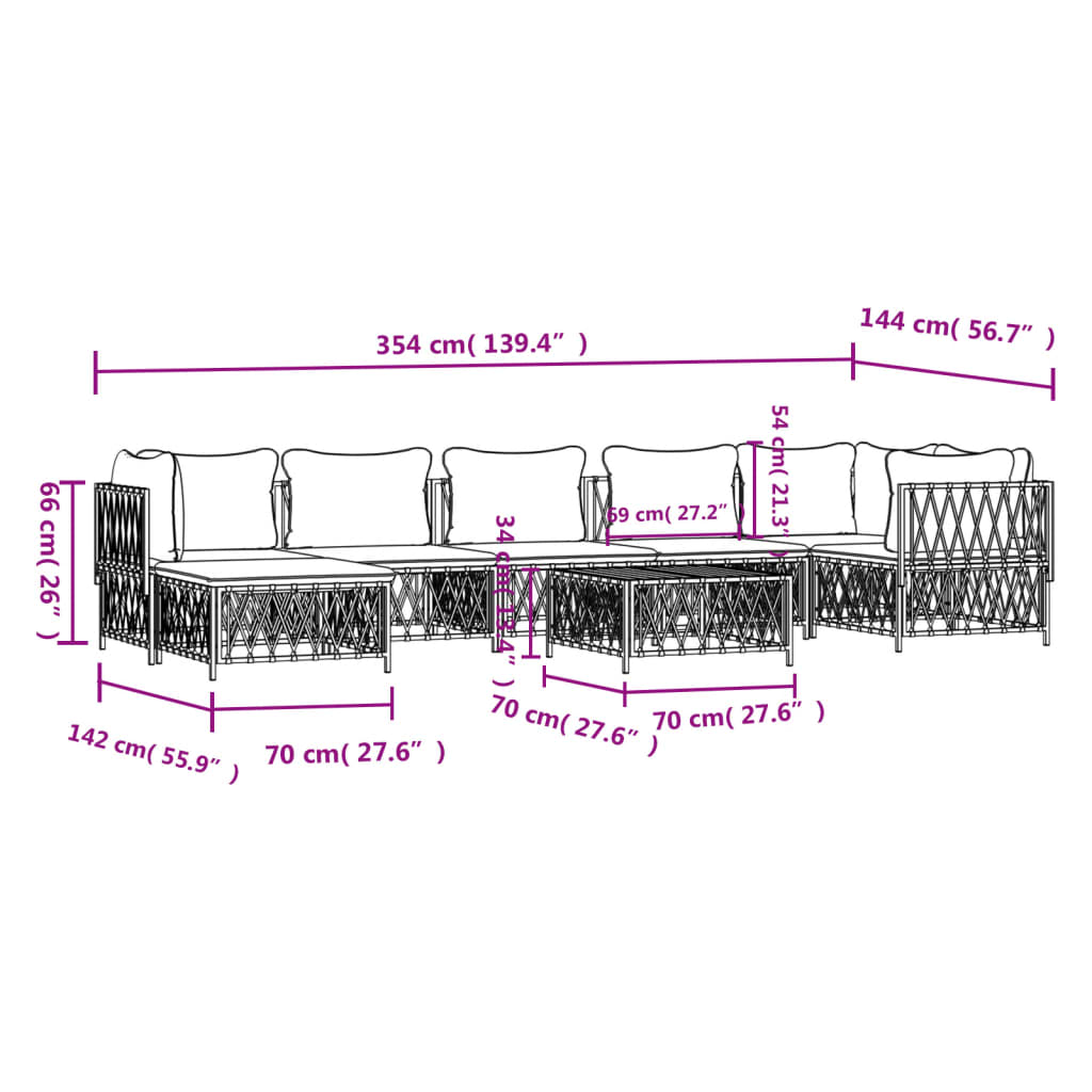 Set Salotto da Giardino 8 pz con Cuscini Antracite in Acciaio 3186899