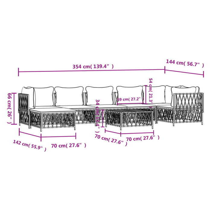 Set Salotto da Giardino 8 pz con Cuscini Antracite in Acciaio 3186899