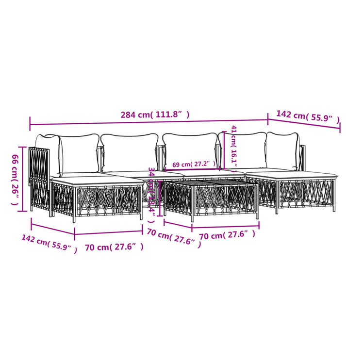 Set Salotto da Giardino 7 pz con Cuscini Antracite in Acciaio 3186903